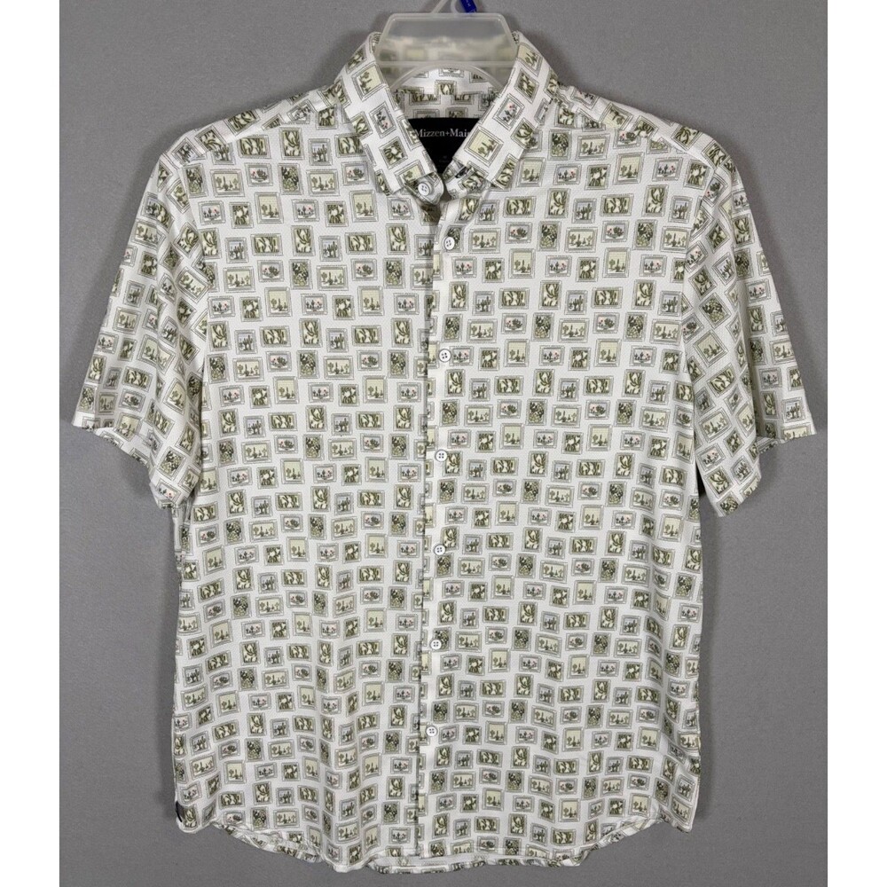 NWOT Mizzen & Main Performance Shirt Mens M Cactus AOP Button Up Classic Fit